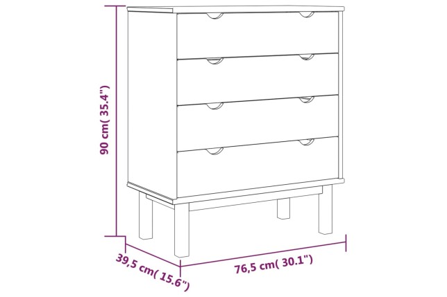 Armoire à tiroirs 76,5x39,5x90 cm Bois de pin massif