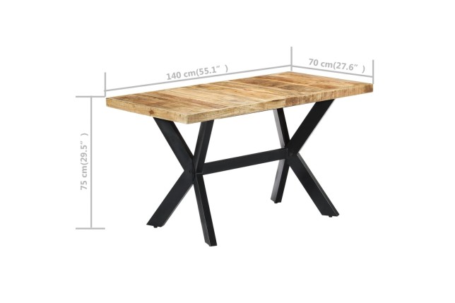 Table de salle à manger 140x70x75 cm Bois manguier massif brut