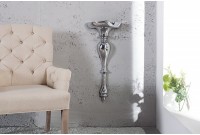 Support mural style baroque 60 cm en aluminium argenté