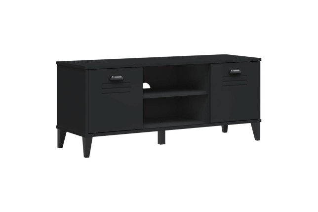 Banc à chaussures VIKEN noir 106x35x45 cm bois massif de pin