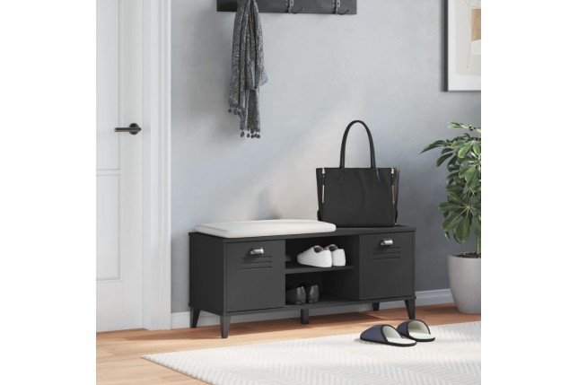 Banc à chaussures VIKEN noir 106x35x45 cm bois massif de pin