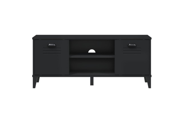 Banc à chaussures VIKEN noir 106x35x45 cm bois massif de pin