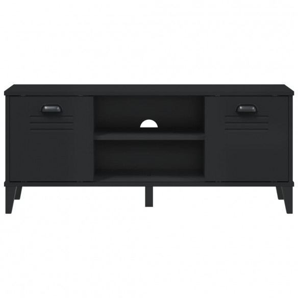 Banc à chaussures VIKEN noir 106x35x45 cm bois massif de pin