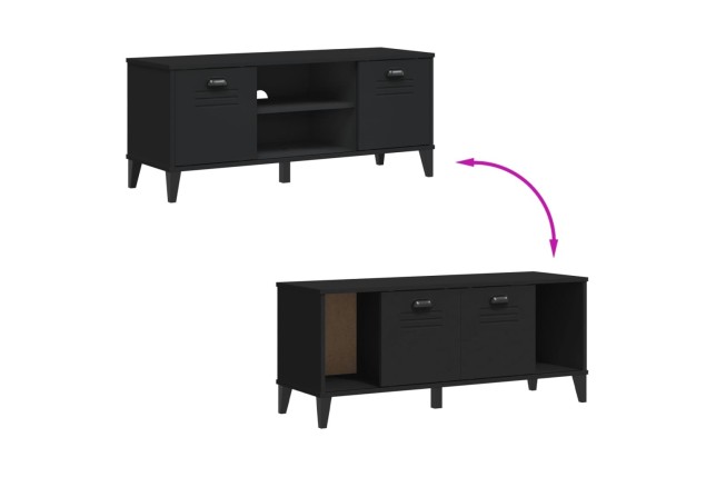 Banc à chaussures VIKEN noir 106x35x45 cm bois massif de pin