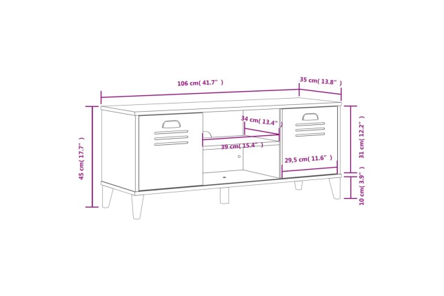 Banc à chaussures VIKEN noir 106x35x45 cm bois massif de pin