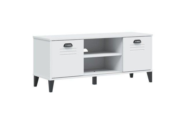 Banc à chaussures VIKEN blanc 106x35x45 cm bois massif de pin