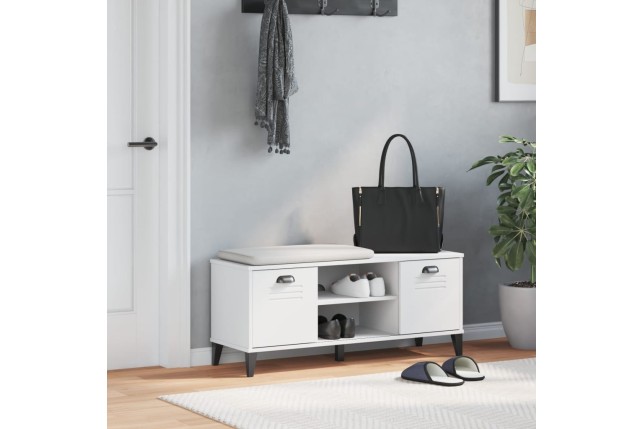 Banc à chaussures VIKEN blanc 106x35x45 cm bois massif de pin