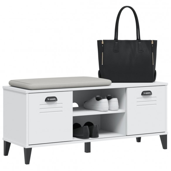Banc à chaussures VIKEN blanc 106x35x45 cm bois massif de pin