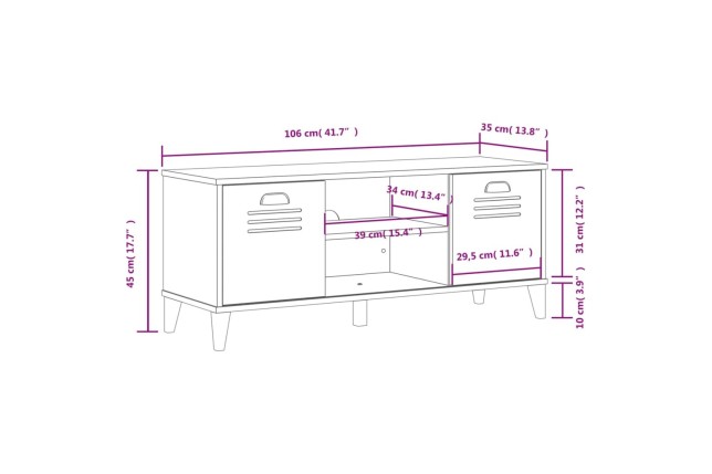 Banc à chaussures VIKEN blanc 106x35x45 cm bois massif de pin