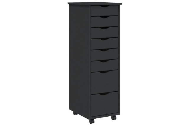 Armoire roulante avec tiroirs MOSS gris bois de pin solide