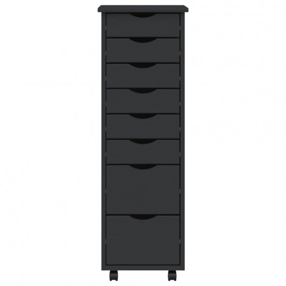 Armoire roulante avec tiroirs MOSS gris bois de pin solide