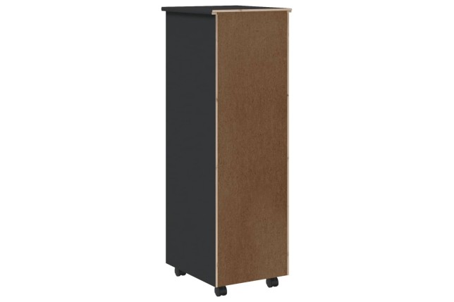 Armoire roulante avec tiroirs MOSS gris bois de pin solide