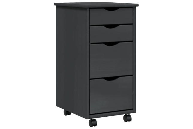 Armoire roulante avec tiroirs MOSS gris bois de pin solide
