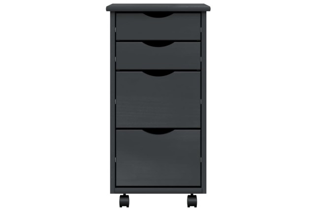 Armoire roulante avec tiroirs MOSS gris bois de pin solide