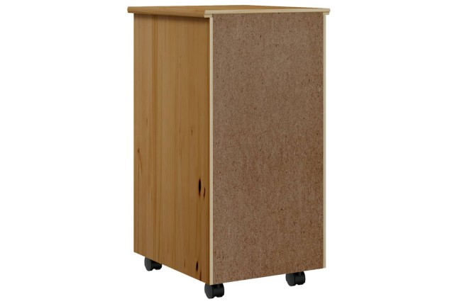 Armoire roulante avec tiroirs MOSS bois de pin marron miel