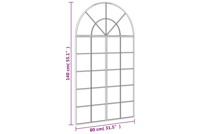 Miroir mural noir 80x140 cm arche fer