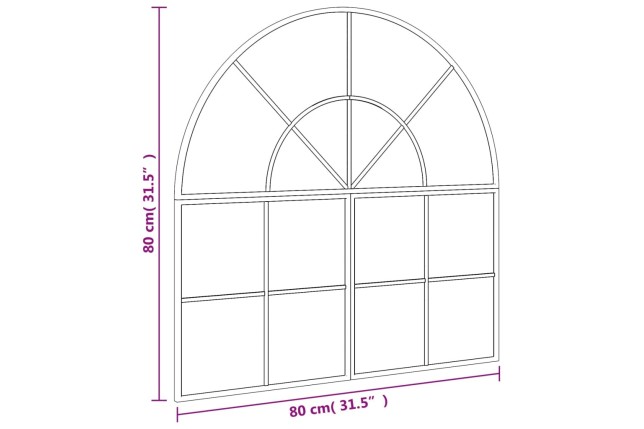 Miroir mural noir 80x80 cm arche fer