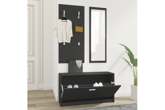 Ensemble d'armoires à chaussures 3-en-1 Noir 