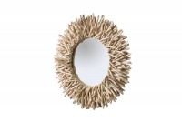 Miroir mural 80 cm design soleil en bois flotté