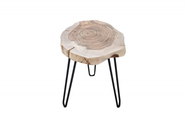 Table d'appoint en bois massif design industriel