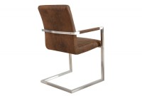 Ensemble de 4 chaises design en microfibre brun et métal