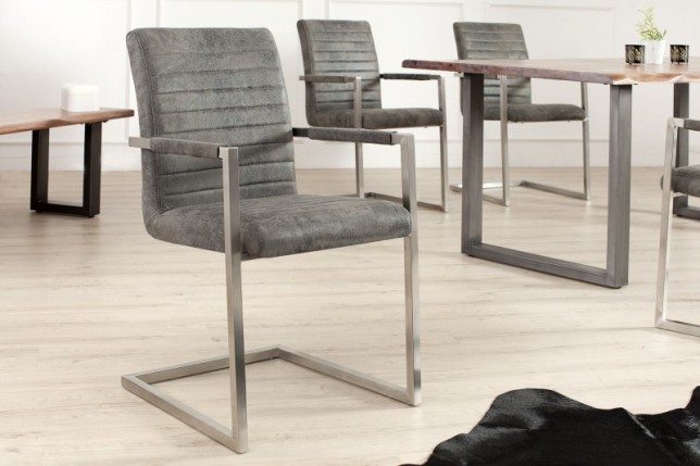 Lot 4 chaises contemporaines coloris gris antique en microfibre