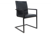 Lot de 4 chaises alliant simili cuir noir laqué et acier inoxydable