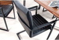 Lot de 4 chaises alliant simili cuir noir laqué et acier inoxydable
