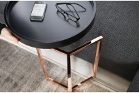 Table d'appoint design en bois noir / métal cuivré