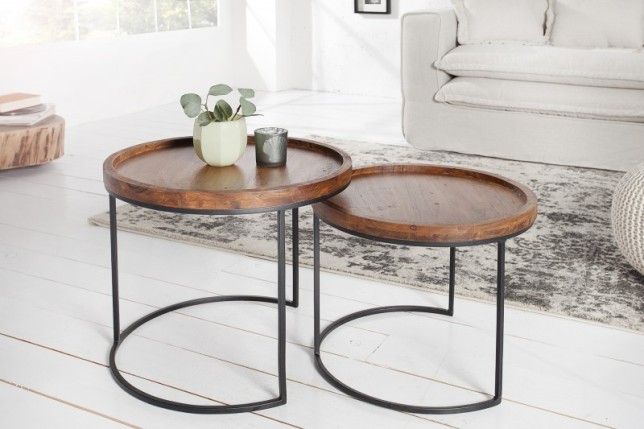 Tables d'appoint GIGOGNE en bois massif et métal
