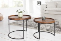 Tables d'appoint GIGOGNE en bois massif et métal