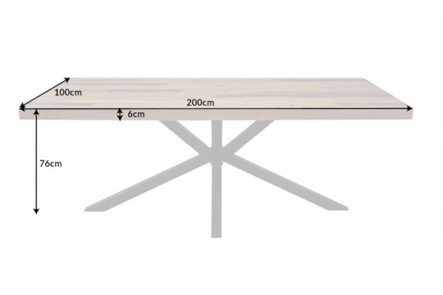 Table à manger bois massif 200 cm pied mikado noir