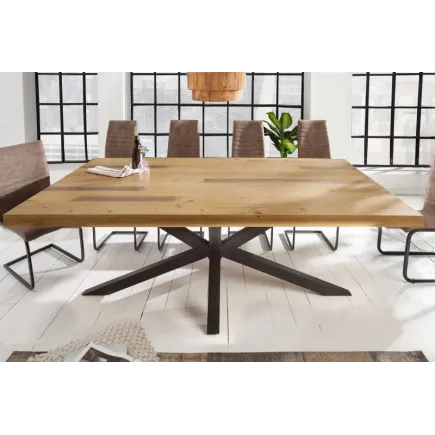 Table à manger bois massif 200 cm pied mikado noir 2