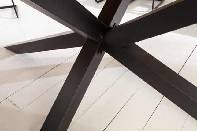 Table à manger bois massif 200 cm pied mikado noir
