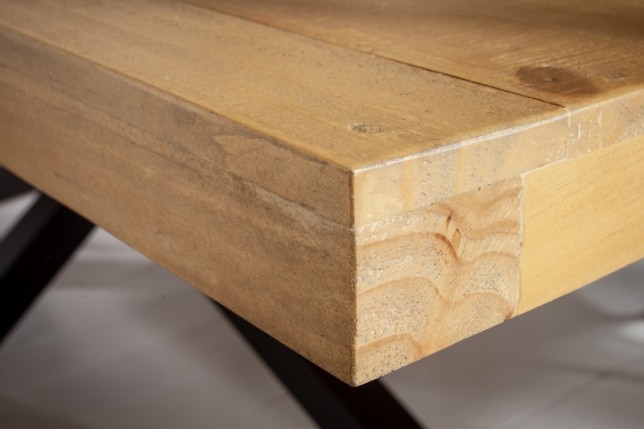Table à manger bois massif 200 cm pied mikado noir