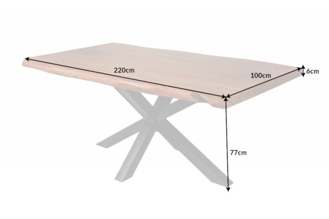 Table en Bois Massif avec Pieds Mikado en Métal Noir