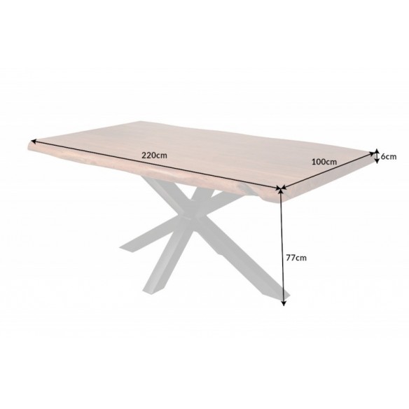 Table en Bois Massif avec Pieds Mikado en Métal Noir