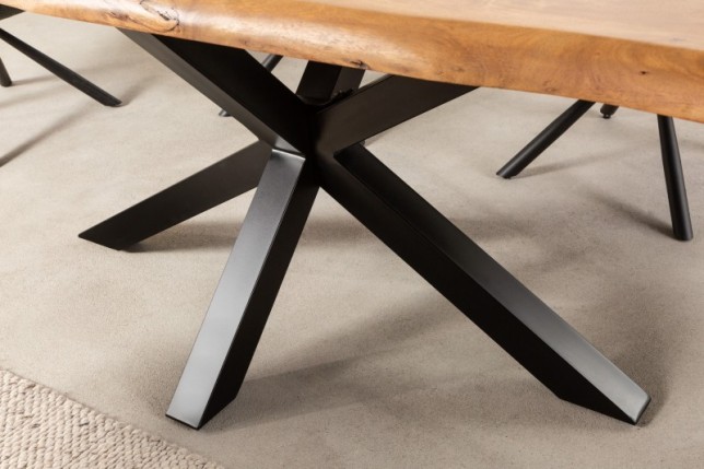 Table en Bois Massif avec Pieds Mikado en Métal Noir