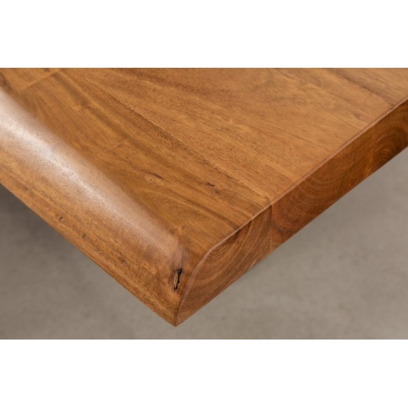 Table en Bois Massif avec Pieds Mikado en Métal Noir