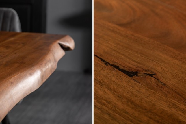 Table en Bois Massif avec Pieds Mikado en Métal Noir