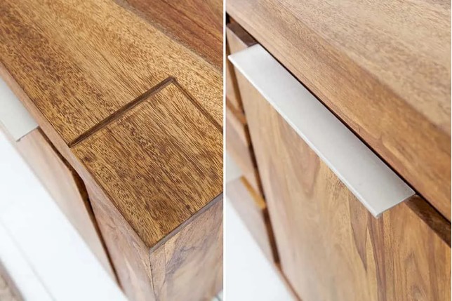 Buffet bas en Bois de Sheesham Massif - Enfilade 2 Portes & 3 Tiroirs