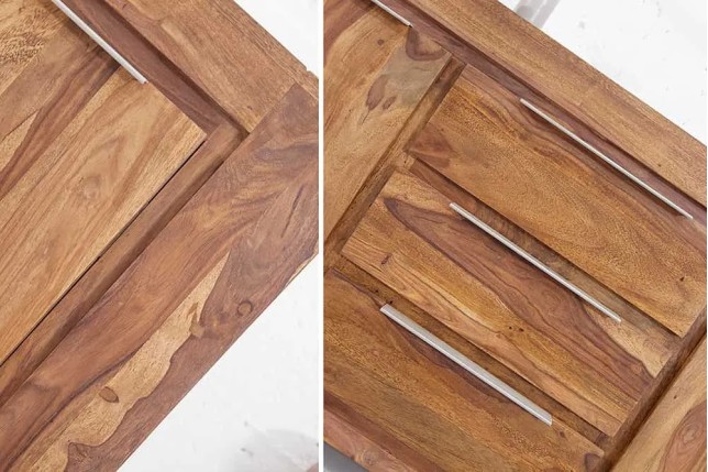 Buffet bas en Bois de Sheesham Massif - Enfilade 2 Portes & 3 Tiroirs