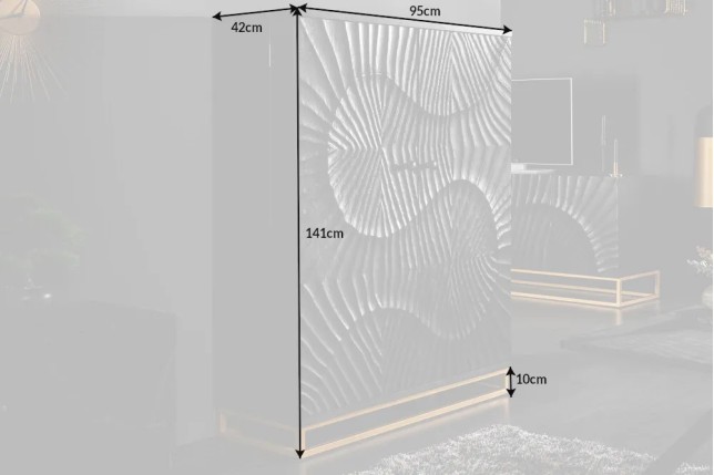 Meuble bar SCORPION 141 cm – Bois de manguier noir sculpté