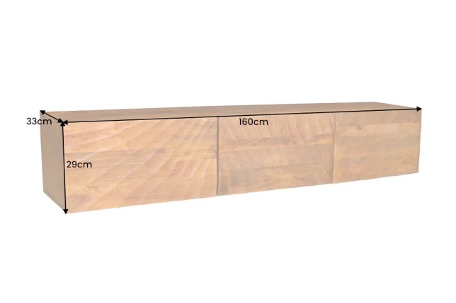 Meuble tv suspendu  SCORPION 160 cm – Bois massif de manguier brun, design suspendu