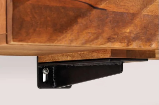 Meuble tv suspendu  SCORPION 160 cm – Bois massif de manguier brun, design suspendu