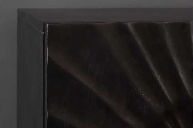 Buffet haut SCORPION 120 cm – Bois massif de manguier noir sculpté à la main, piètement doré