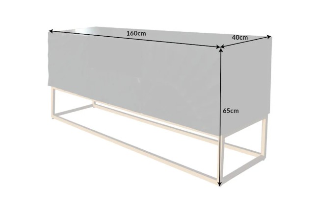 Meuble TV SCORPION 160 cm – Bois massif de manguier noir sculpté à la main, piètement doré