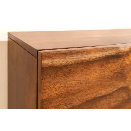 Buffet mural SCORPION 180 cm – Bois massif de manguier brun, façade 3D sculptée à la main