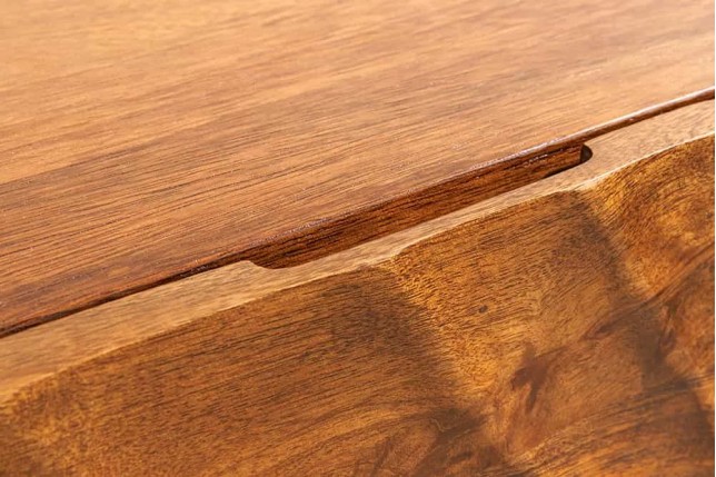 Buffet mural SCORPION 180 cm – Bois massif de manguier brun, façade 3D sculptée à la main