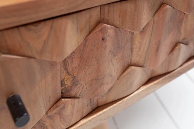 Table basse en bois massif MYSTIC salon 100 cm – Naturel Akazie avec rangement